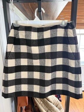 LOFT Black and White Buffalo Check Mini Skirt